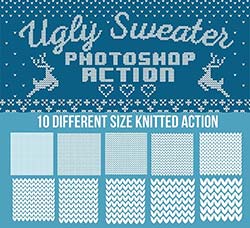 极品PS动作－毛衣花纹(含高清视频教程)：Ugly Sweater Photoshop Action